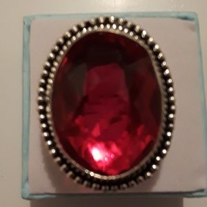 Agate ruby gemstone ring size 8 new